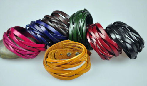 Red Quality Genuine Leather Braided Handcraft Bracelet Wristband Cuff Men - Picture 4 of 4