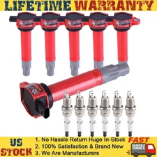 6 Ignition Coil C1522 + Spark Plug For UF502 06-10 Chrysler Dodge 2.7L 3.5L 4.0L