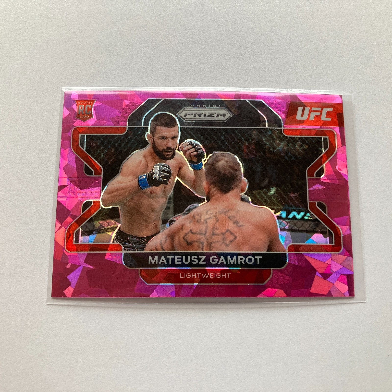 Mateusz Gamrot 2022 Panini Prizm UFC Cracked Pink Ice Prizm Rookie Card #66