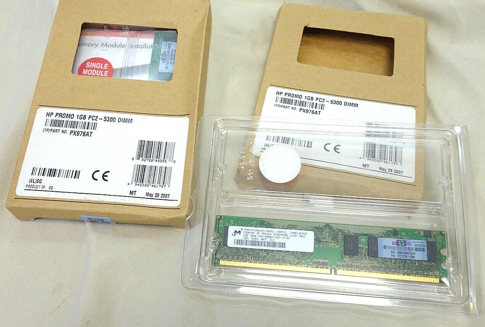 2 Pcs HP Micron MT8HTF12864AY-667E1 1GB DDR2-667 & HP P/N 377726-888 memory - Image 2 of 4