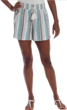 BRIGGS NEW YORK WOMEN'S LINEN BLEND PULL ON SUMMER SHORTS(TEAL X-LARGE)NWT