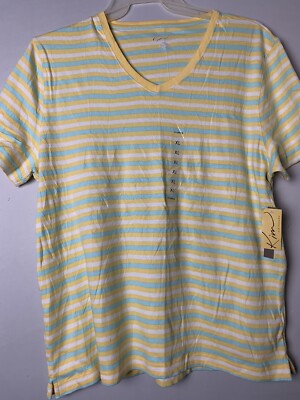 Kim Rogers T-Shirt Women's Striped Stretch Short Sleeves 100