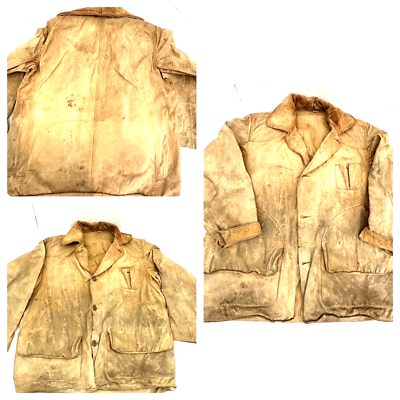 Vintage Faded and Distressed Canvas Hunting Jacket with Game 