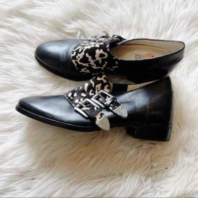 MICHAEL Michael Kors Black Leather & Calf Hair Buckle Detail  display picture 1