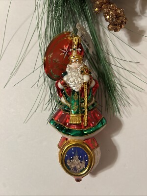 Christopher Radko Stately St Nicholas Santa Glass Christmas Ornament Poland  7.5