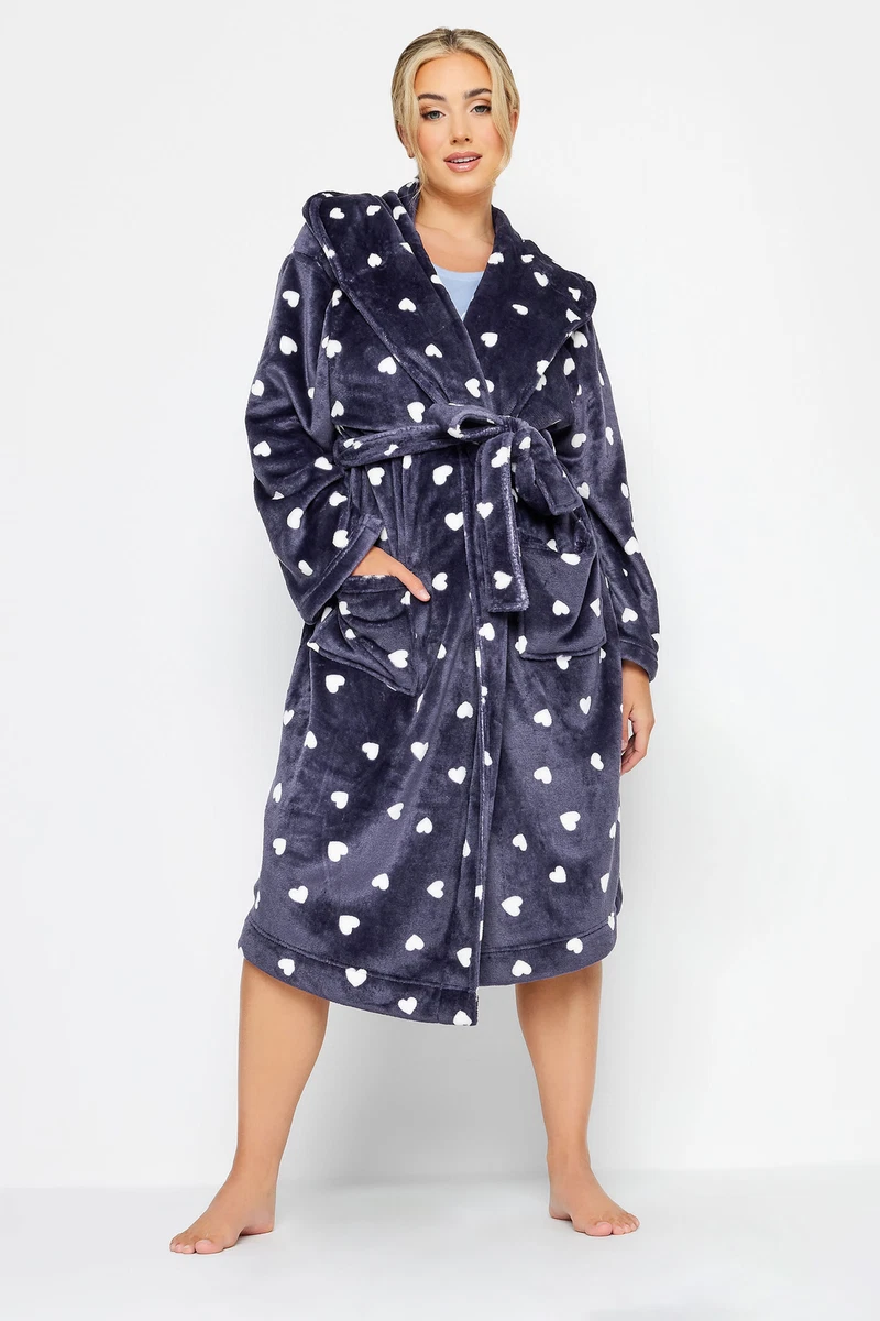 Yours Curve Women s Plus Size Heart Print Dressing Gown eBay