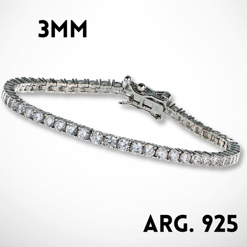 AB925002 | 3.5mm Bracelet Tennis Argent 925 rhodié avec zircones