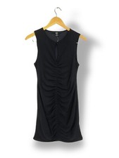 Urban Outfitters Ruched Black Mini Dress Key Hole neck Size M casual basic