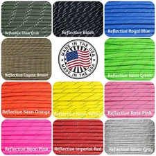 Reflective 550 Paracord Type III 7 Strand Parachute Cord FREE SHIPPING