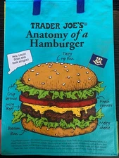 CONNECTICUT Trader Joe's New reusable ECO Shopping Bag Tote GIFT Hamburger