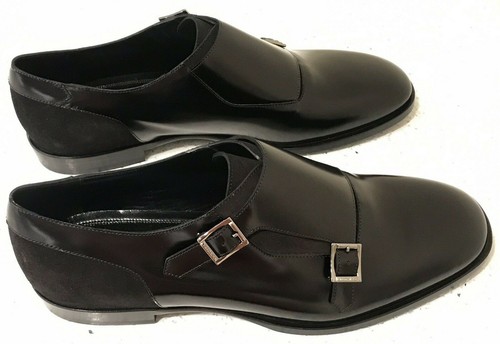 JIMMY CHOO MONK STRAP WINGTIP BROGUE BLACK LEATHER DRESS MEN SHOES Sz.46IT/US13 - Picture 4 of 12
