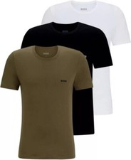 Image of Hugo Boss 3 Pack Classic Crew Neck Khaki/Black/White T-Shirt Sizes S - 2XL BNWT