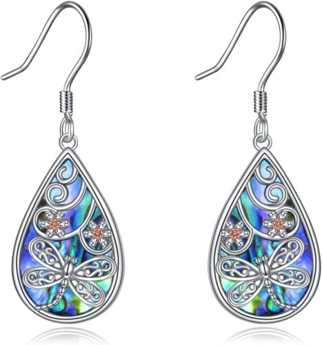 Elegant 925 Sterling Silver Dangle Earrings with Abalone - Great Birthday Gifts