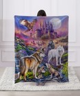 Regal Comfort- Wolf Fantasy - Faux Fur Printed Throw Blanket 50"x60"