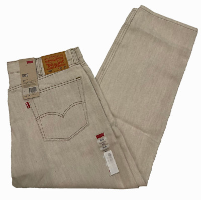 Levis 505 Straight Fit Mens Jeans 38X30 Ecru Rinse (Beige) W38L30