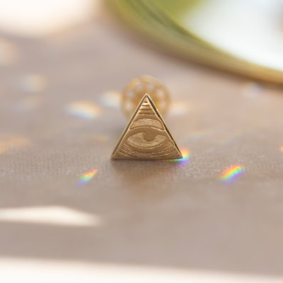 Triangle Eye Piercing/Stud Earrings Yellow Gold Plated 925 Sterling Silver