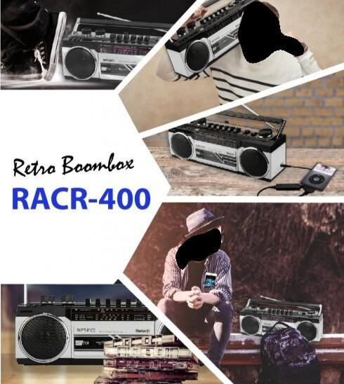 Riptunes Retro AM/FM/SW Radio + Cassette Boombox with Bluetooth and USB/SD card