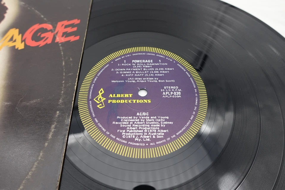AC/DC Powerage 1978 Australian MAXICUT 1st Press Blue Label Vinyl LP Record EX- - Image 2 of 4
