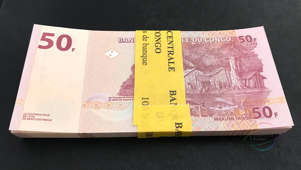 CONGO D.R. Paquete P-97 de 50 francos X 100 piezas 2013 sin circular Foto 2 de 3