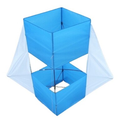 NEW Box Kite w/ String, Blue White, Nylon Ripstop, 29''x 13'', Single Line, Beach