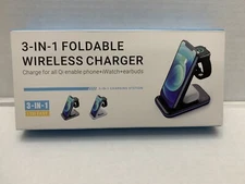 3 in 1 15W Qi Wireless Charger Dock - Apple Watch iPhone 14 Max earbuds Samsung