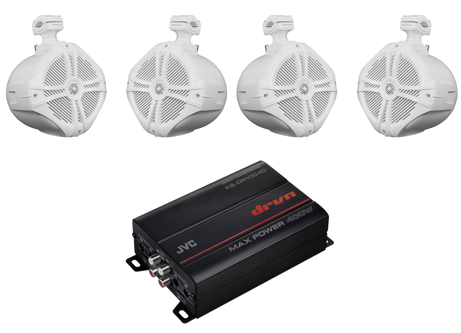 4-канальный морской усилитель JVC KS-DR1004D4 белые 8 динамиков на вышке для вейкборда