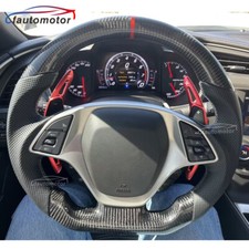 Carbon Fiber Perforated Leather Steering Wheel For Chevrolet Corvette C7 14-19