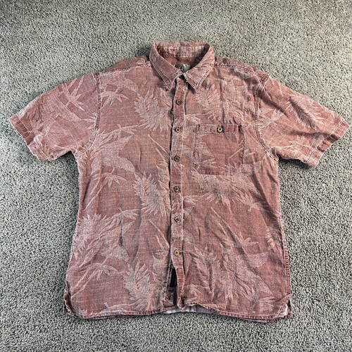 VTG The Territory Ahead Shirt Mens Large Clay Linen Jacquard Hawaiian Button Up - Picture 2 of 8