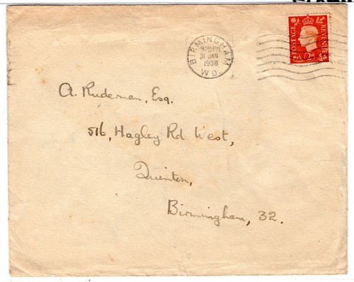 GB Warwicks FDC Birmingham 2d Orange First Day Cover Machine Cancel 1938 MZ517 - Picture 7 of 9