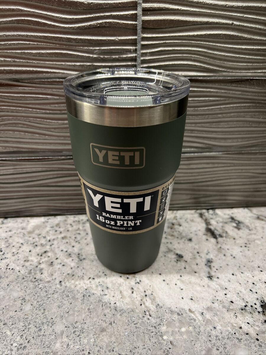 YETI Rambler 14 oz Stackable Mug, Vacuum Insulated, Stainless Steel with  MagSlider Lid, Camp Green