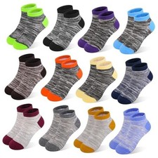 Boys Ankle Socks 12-Pack Toddler Kids Athletic Socks Low 8-10 Years 12colors