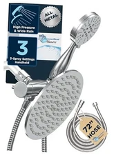  Dual Shower Head Combo, 8-Inch Rainfall & 3-Flow Polished Chrome 2.5 GPM