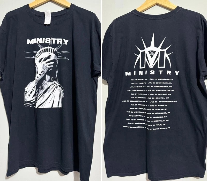 90s Ministry band 2 side Basic Black Short sleeve Unisex T shirt vtg S-5XL