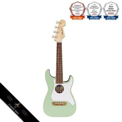 Fender Fullerton Strat  Ukulele with Walnut Fingerboard White Pickguard and Surf