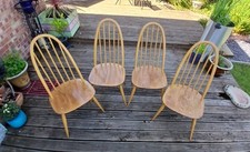 Four Vintage Ercol Quaker Dining Chairs in Good Original Condition