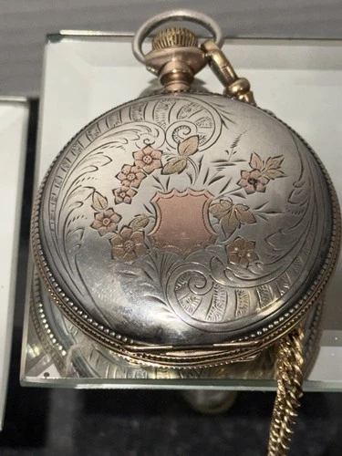 Antique Sterling Silver pocket watch Illinois Watch Co Fahys Circa1870 165 Grams