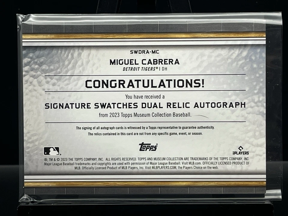Copper /50🔥2023 Topps Museum Miguel Cabrera Signature Swatches Dual Relic Auto - Image 2 of 2