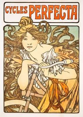Vintage Alphonse Mucha Cycles Perfecta 1897 Art Nouveau Poster Print
