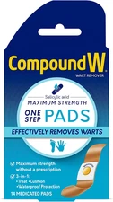 Maximum Strength Wart Remover Pads - 14 Medicated Waterproof Cushioned Pads