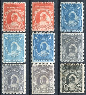 (326) 9 VERY GOOD NIGERIA 1894 ISSUE TO 1/ SG45 SG50 MOUNTED MINT