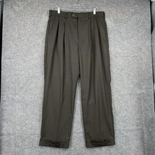 Perry Ellis Portfolio Pants Mens 36x31 Brown Pleated Front Cuffed Dress Slacks