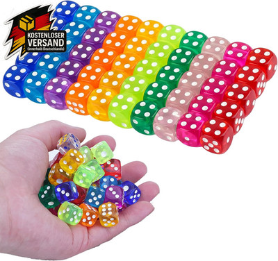 Bunte Würfelset 50 Stück 14 mm für Spiel, Party, Lernen, transportabel, langlebi