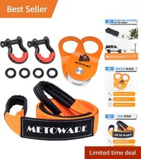 Reliable Off-road Recovery Kit 10 Ton Snatch Block 8ft Tree Saver Strap Combo