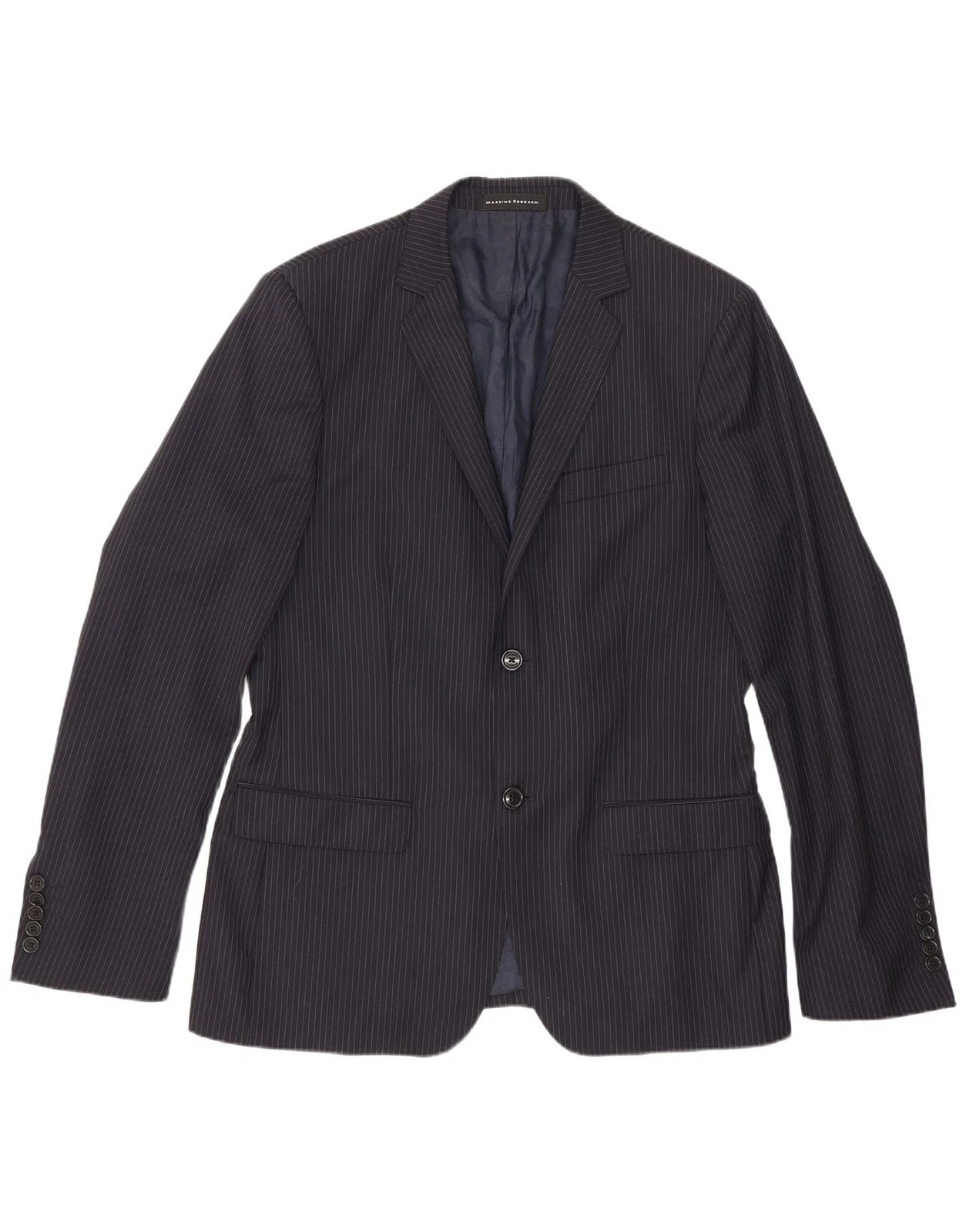 Massimo Rebecchi Mens 2 Button Blazer Jacket UK 38 Medium Navy Blue Striped XO16