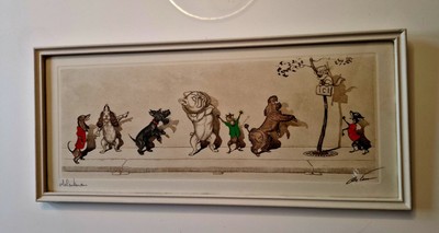 Gerahmter Dirty Dogs Paris handkolorierter Druck signiert Boris O Klein Le Malentendu