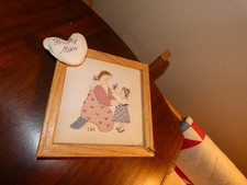 Mom Cross Stitch Wall Hanging Hand Sewn