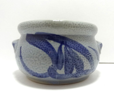 Antique German Salt Flo Blue Glazed Cobalt Stoneware Lard Salt Pot Jar No Lid