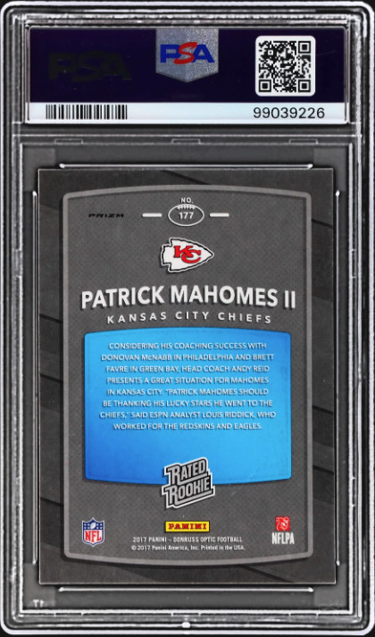 2017 Donruss Optic Rated Rookie Pink Signed Patrick Mahomes II #177 - Pink Auto! view 2