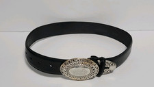 Brighton 1995 Black Leather Belt Small Western P.S.R. Buckle Vintage 39903