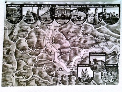 Ausflugsziele, Odenwald Maintal Spessart, Ansichtkarte, ungelaufen, ca. 1960
